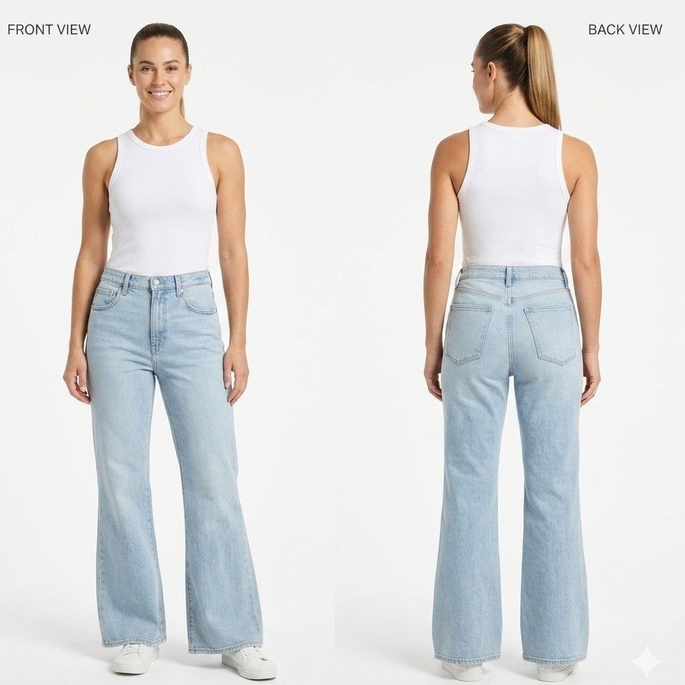 Universal Thread Jeans Womens 14 Short High Rise Flare Jeans Light Wash Denim